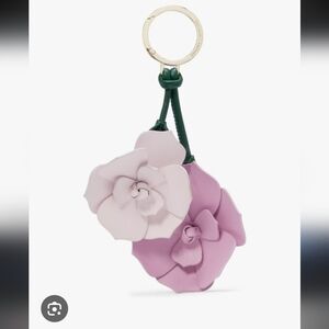 Kate Spade Perfect Plume 3D Flower Keyfob Smooth Leather Pink